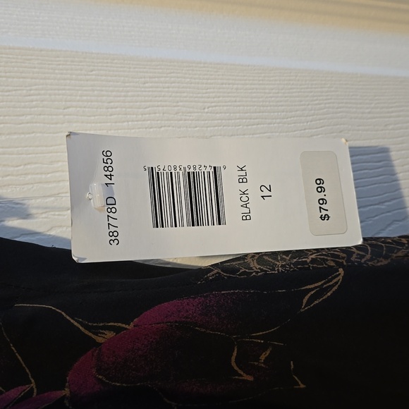 Vintage 90s Robbie Bee silk floral black midi dress NWT - Picture 2 of 4